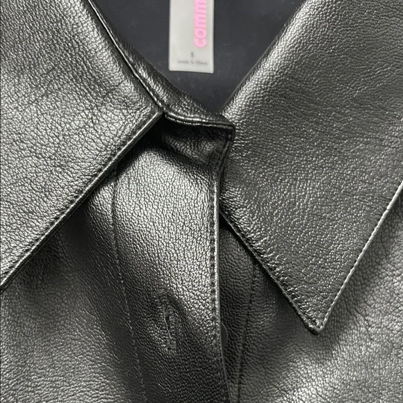 Commando Lightweight Faux Black Button Down Leather bodysuit Size Small - Picture 7 of 14